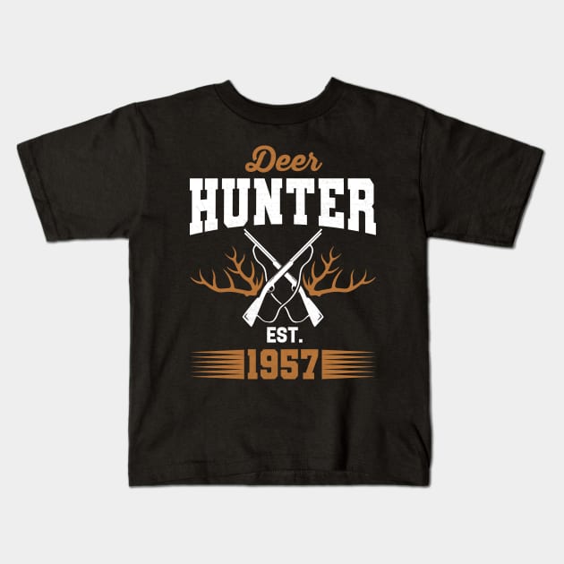 Gifts for 64 Year Old Deer Hunter 1957 Hunting 64th Birthday Gift Ideas Kids T-Shirt by uglygiftideas